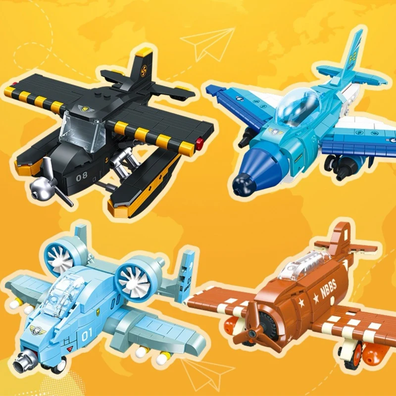 Military Series Propeller Fighter Building Block Jet Fighter Model Bricks WW2 Soldiers Weapons Plane Toys For Kid Xmas Gift MOC