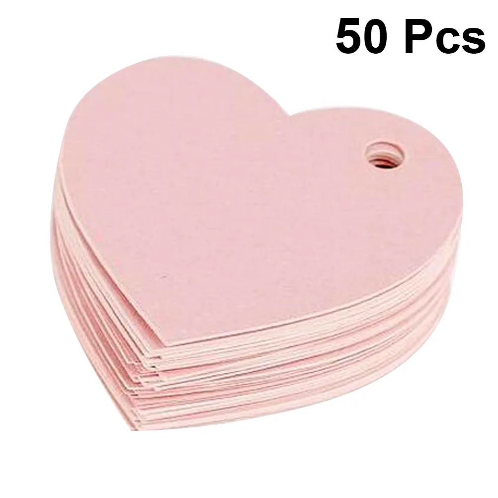 50 Pcs Pink Decor Decorative Tag Gift Tags Hollow Out Decoration Heart-shaped Paper