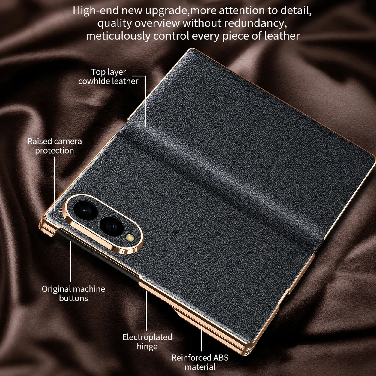 100% NAPPA Genuine Leather Case For Samsung Galaxy Z Fold 8 Series Luxury Ultra Slim Magnetic MagSafe Wireless Hinge Back Cover - view 2