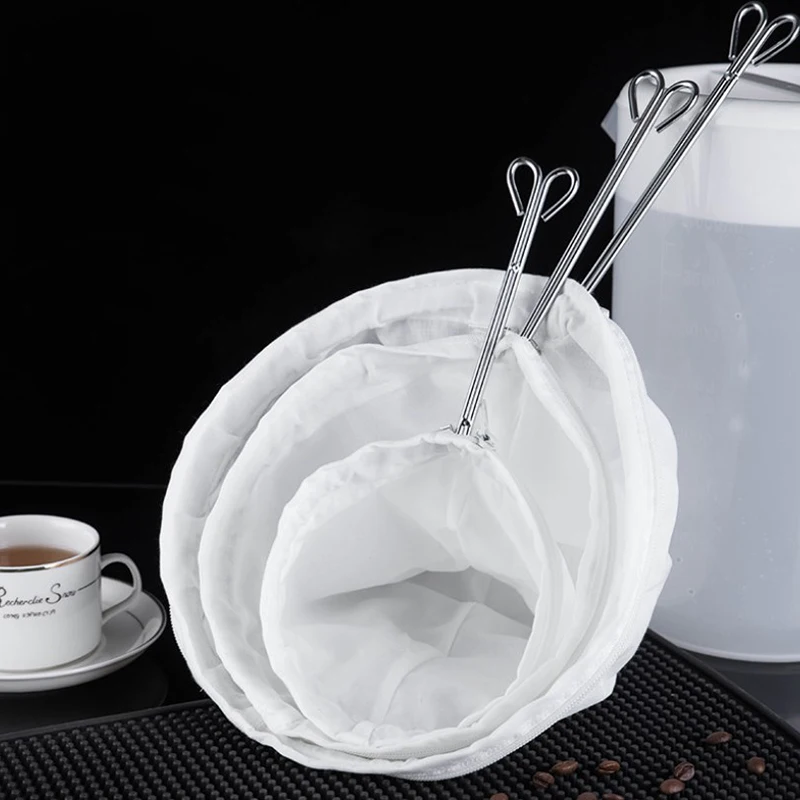 Filtro de malla de tela reutilizable, colador para bolsas de leche y nueces, herramienta de cocina para zumo de soja, hierbas, té, café por goteo en frío