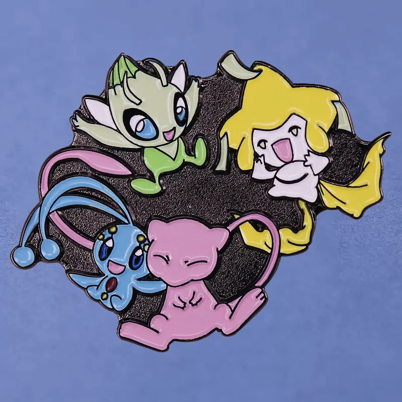 

Pokemon Celebi And Mew Hard Enamel Pins Collect Kawaii Anime Elf Metal Cartoon Brooch Backpack Hat Bag Collar Lapel Badge