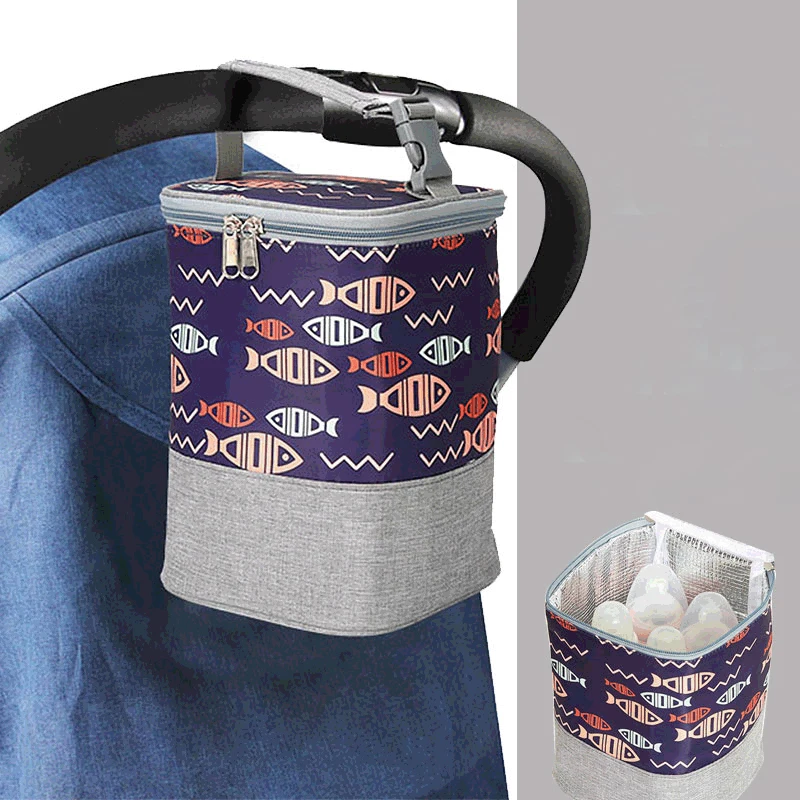 Mom portable bottle bag, insulated lunch bag, hangs on stroller, lightweight waterproof, pumping essential.