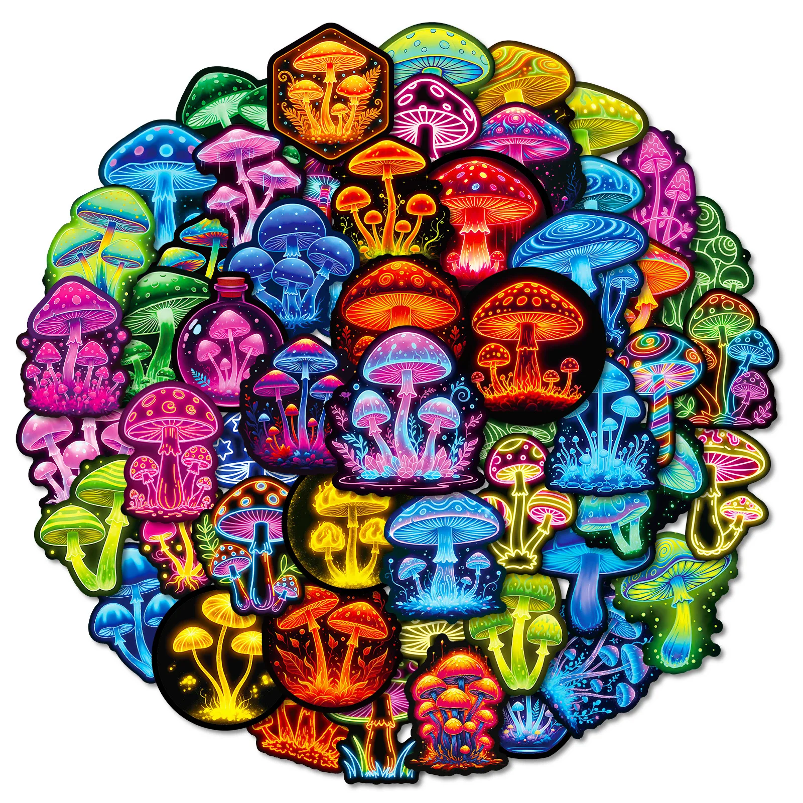 10/56PCS Cool Paddestoelen Graffiti Stickers Creatieve Planten Cartoon Decal DIY Bagage Telefoon Gitaar Cup Auto Koelkast Party geschenken