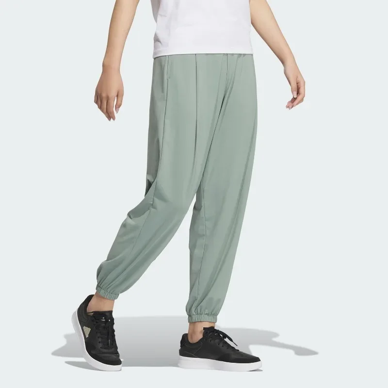 Adidas Quick Dry Woven Relaxed Waist Slim Fit Zip Side Pockets Yoga TrousersJJ1340