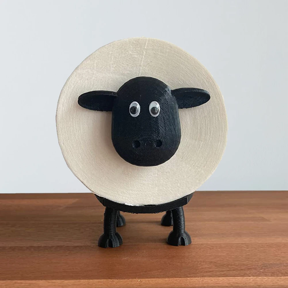 Black Sheep Toilet Roll Holder Resin Lovely Sheep Tissue Box Stackable for Home Bathroom Vanity Night Stands