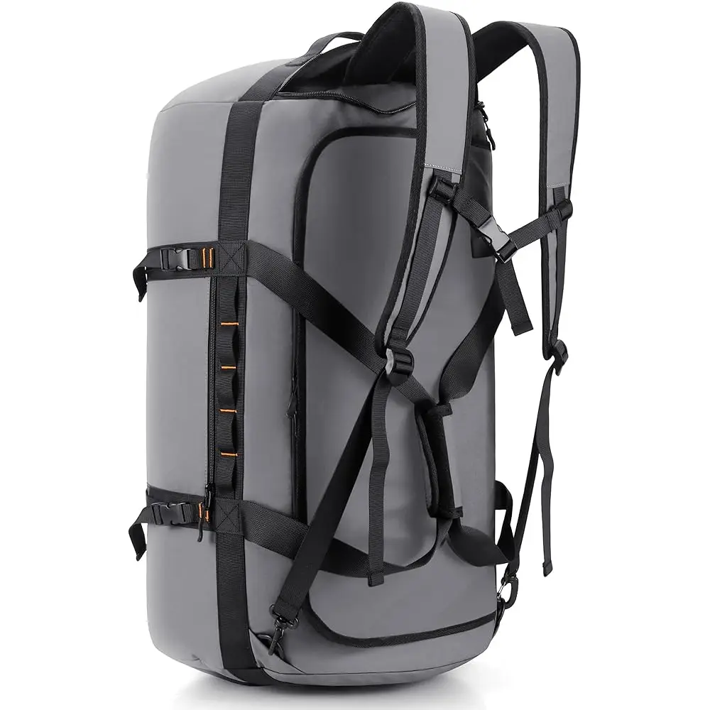 40L/60L/90L Large Waterproof Duffle Bag Backpack for Men, Mens Duffel Backpack Bags for Traveling, Heavy Duty (Grey, 40L)
