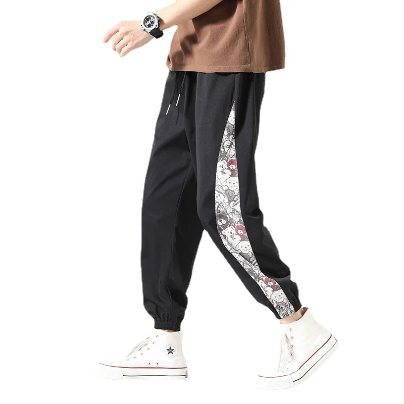 

Man Summer Thin Stitching Ice Silk Harlan Pants Plus Size Chinese Style Casual Pants