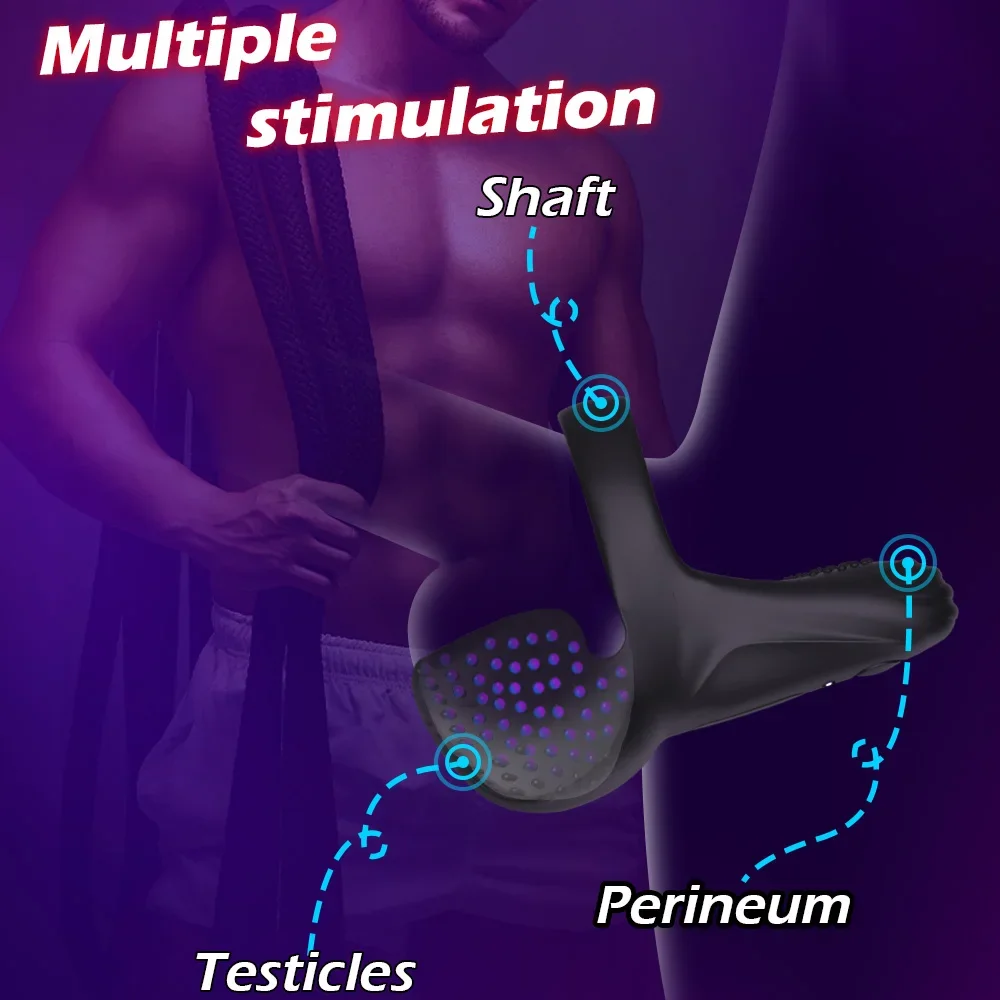 Wireless Remote Control 3 in 1 Vibrating Cock Penis Ring Testicle Massager Perineum Scrotum Stimulator Sex Toys for Men Cockring