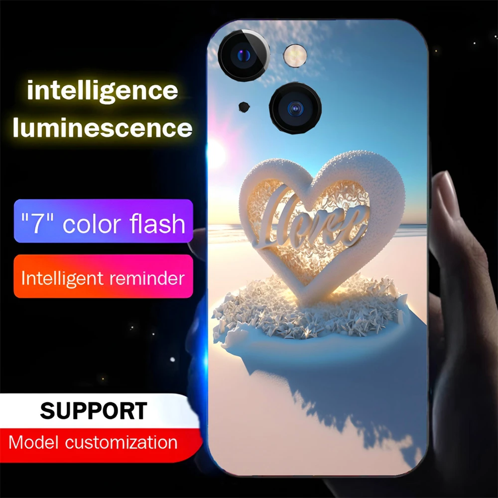 

Seaside Healing Scenery Smart LED Light Glow Tempered Glass Phone Case For Samsung S24 S23 S22 S21 S20 FE Note 10 20 Plus Ultra