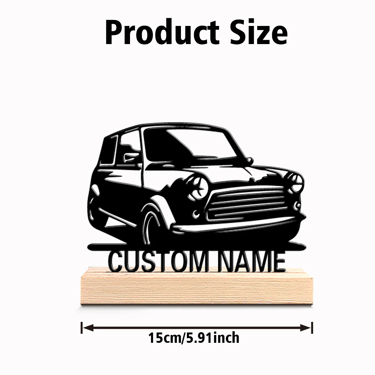 1pc Fun Personalized Custom Mini Cooper Metal Statues Wooden Base Lighting for Office Workshop Modern Rustic Steampunk Themes