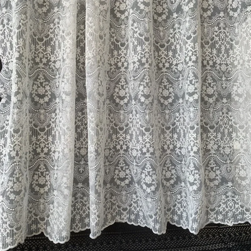 3YardX 130cm French Retro Oil Painting Mesh Fabric Embroidery Lace Fabric Women's Dress Tablecloth Gauze Curtain Material