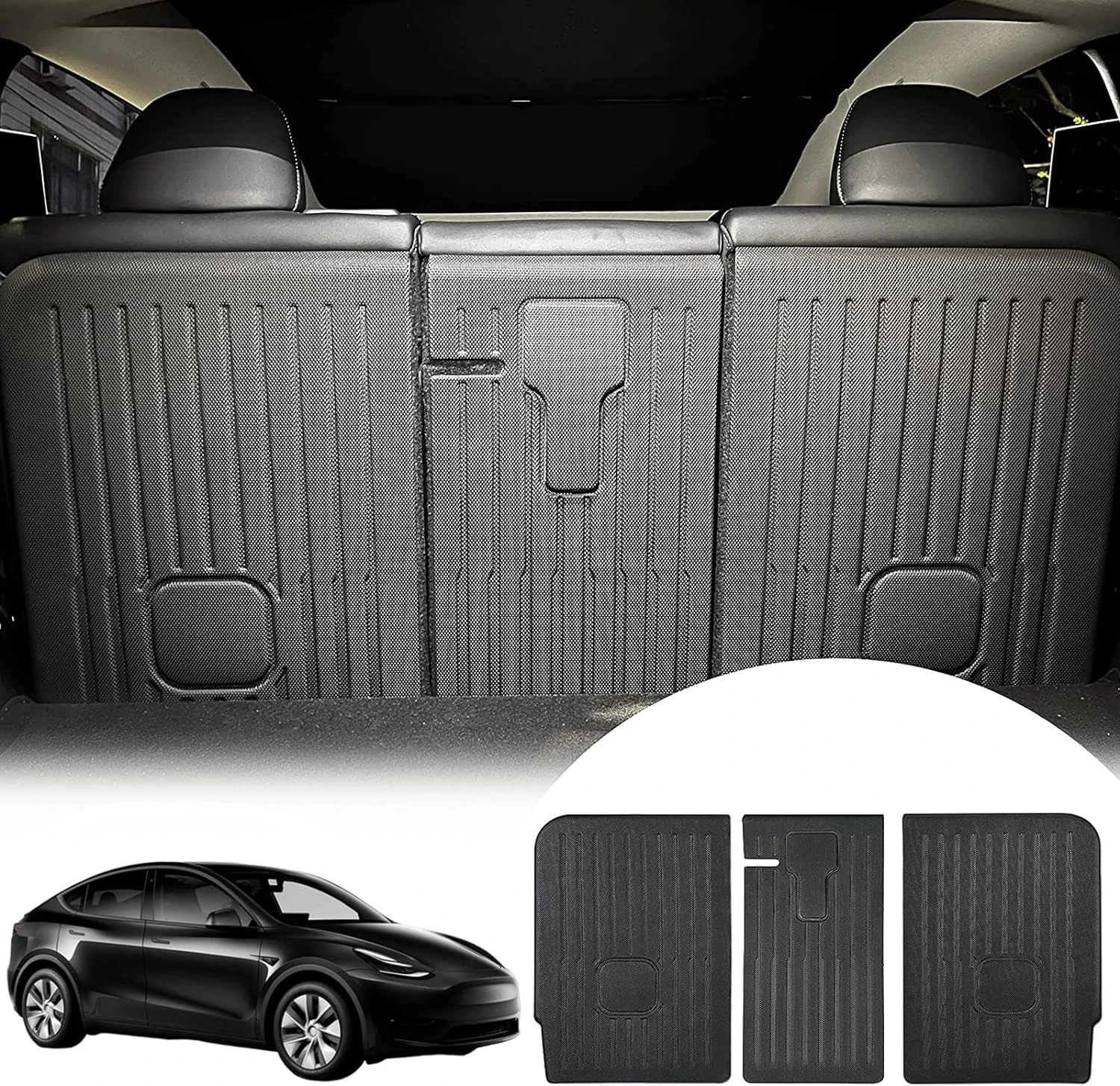 for Tesla Model Y 2019-2022 Rear Seat Back Cover Backrest Protector Velcro All Weather Split Dog Liner Pet Mat Cargo Trunk Pads