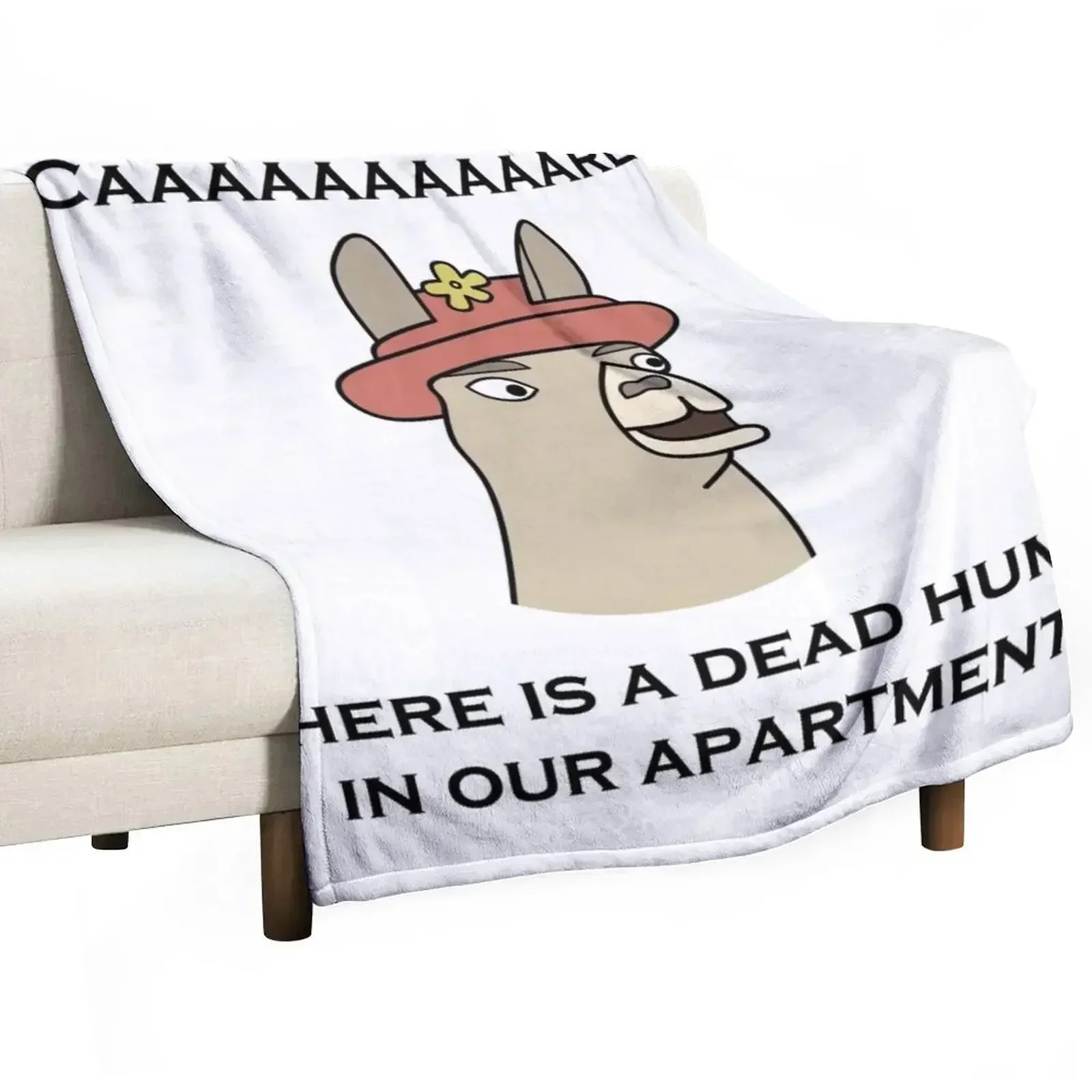 Llamas with Hats - Caaaaaaaaaarl! There is a dead human in our apartment! Throw Blanket Retros For Baby Blankets
