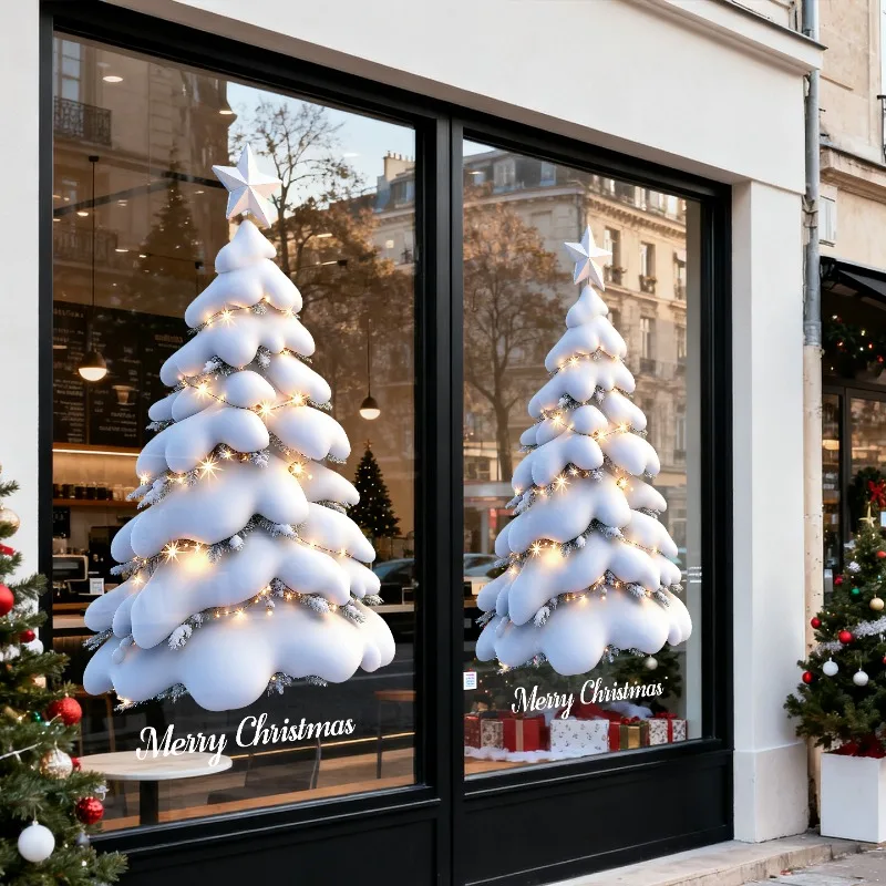 Three-dimensional Christmas Tree Snowflake Stickers Glass Window Decor Stickers Detachable Double-sided Electrostatic Sticker - Image 4