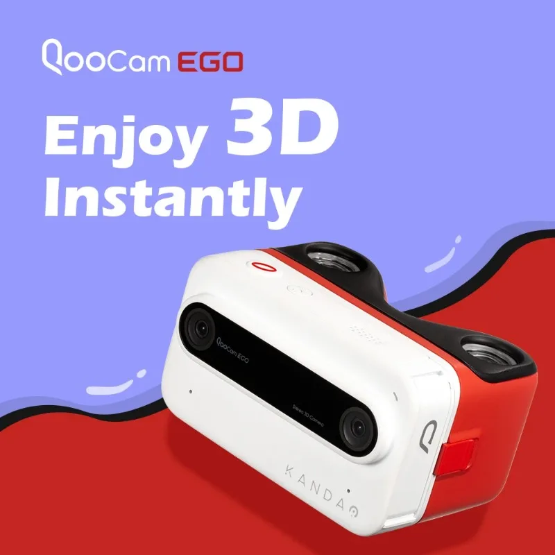 Kandao QooCam EGO 3D Stereo Camera 4K 60FPS VR Camera Waterproof Six-Axis Anti-Shock 65 Inch Maximum Screen