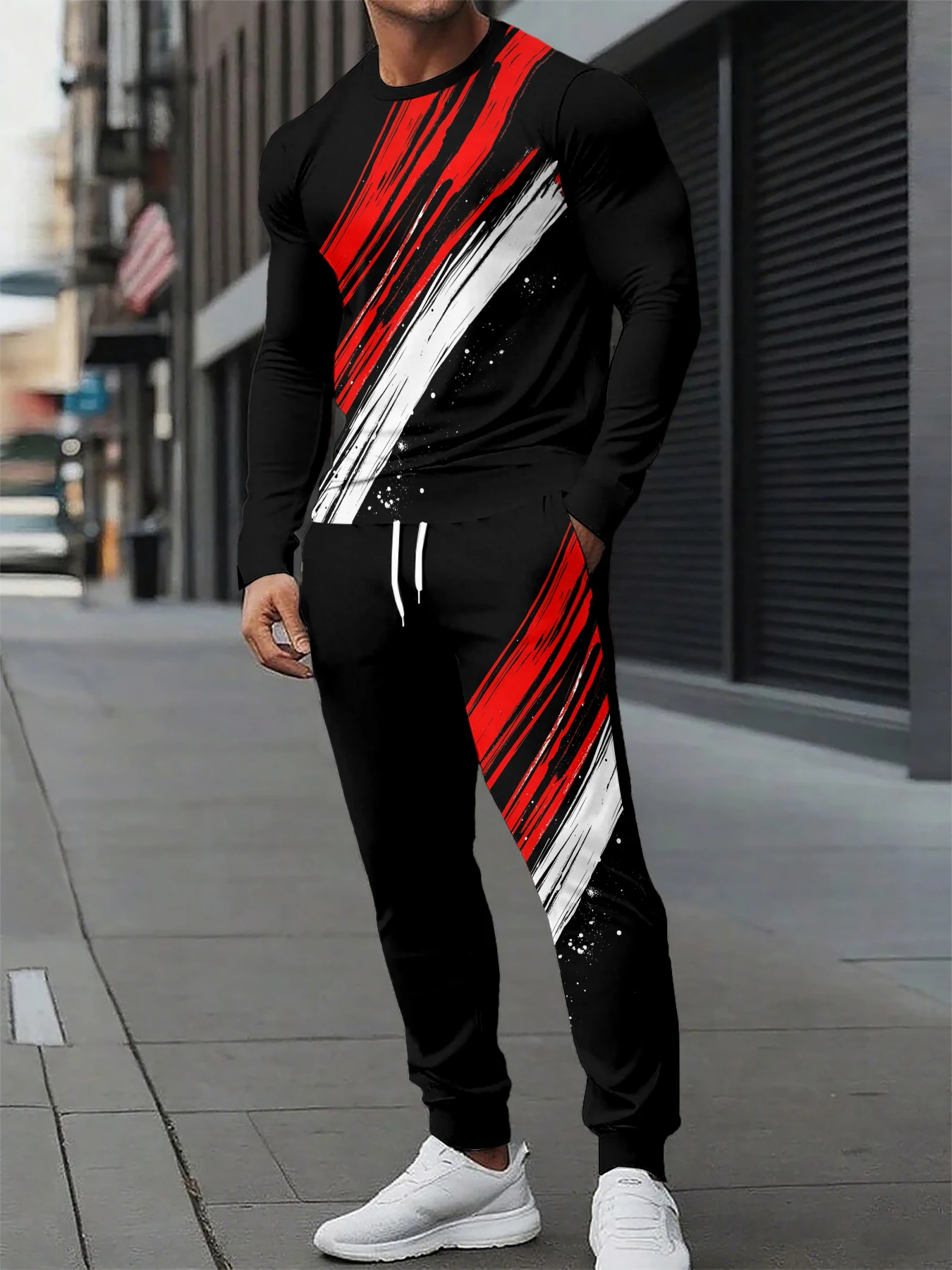 

The new men's set for Spring and Autumn features a casual fashionable soft and comfortable gradient pattern print