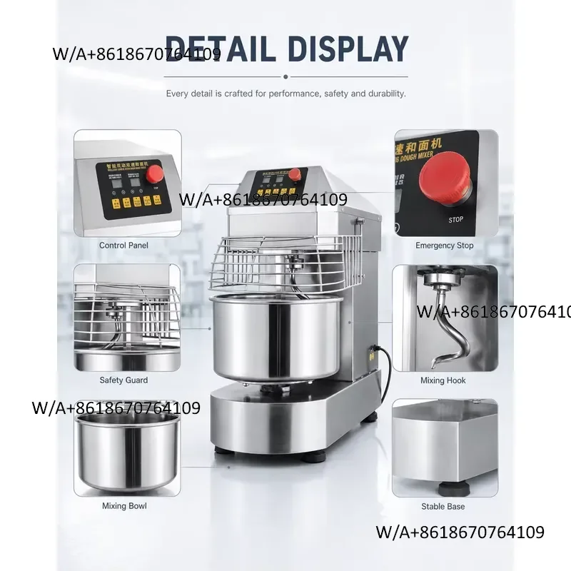 Strong Structure Industrial Dough Kneader 10kg Mixer 220V/380V 1.1kW 2-Year Warranty Multifunctional