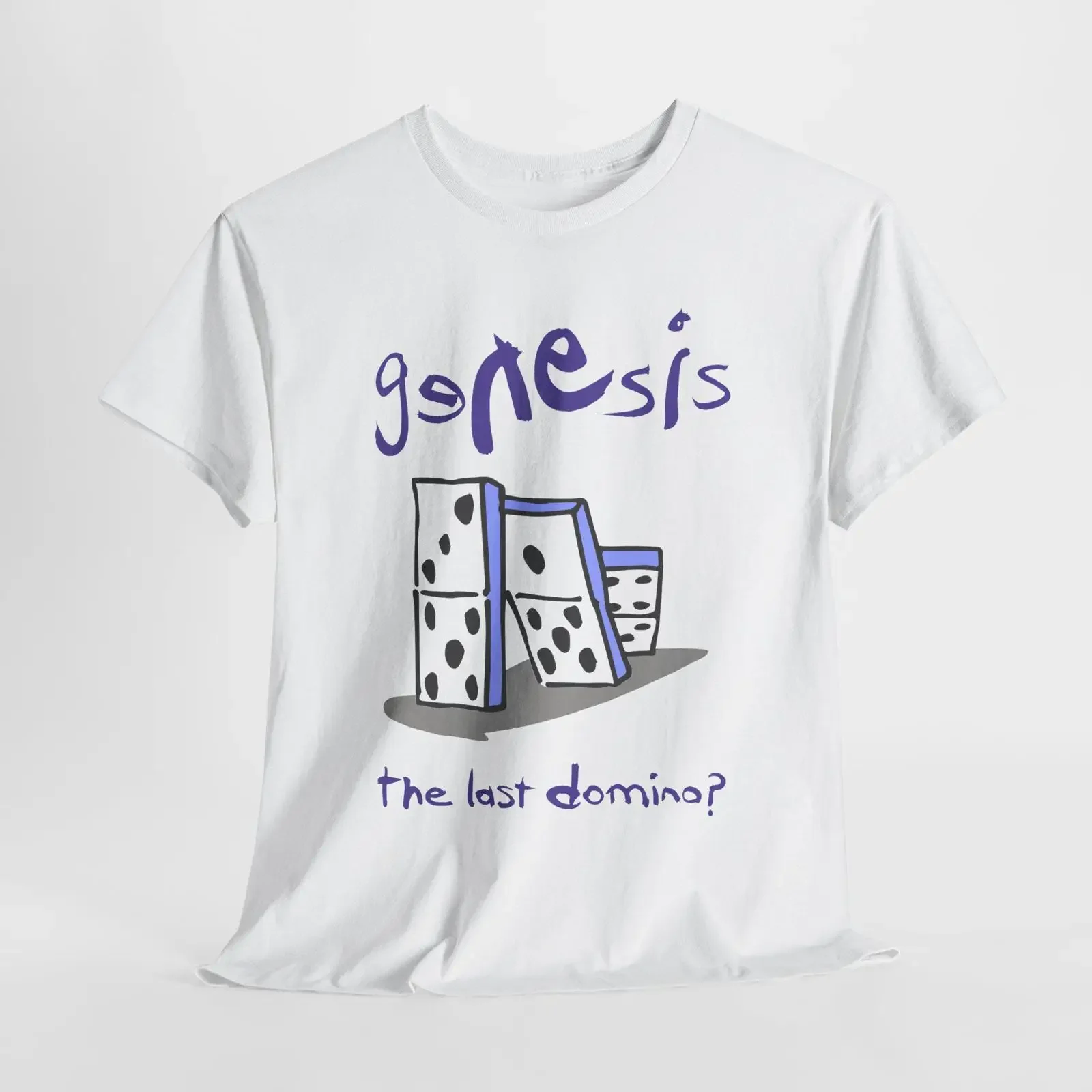Genesis Last Domino T Shirt Vintage Retro Band vintage Washed Top For Everyday Wear Unisex fashion Comfortable streetwear