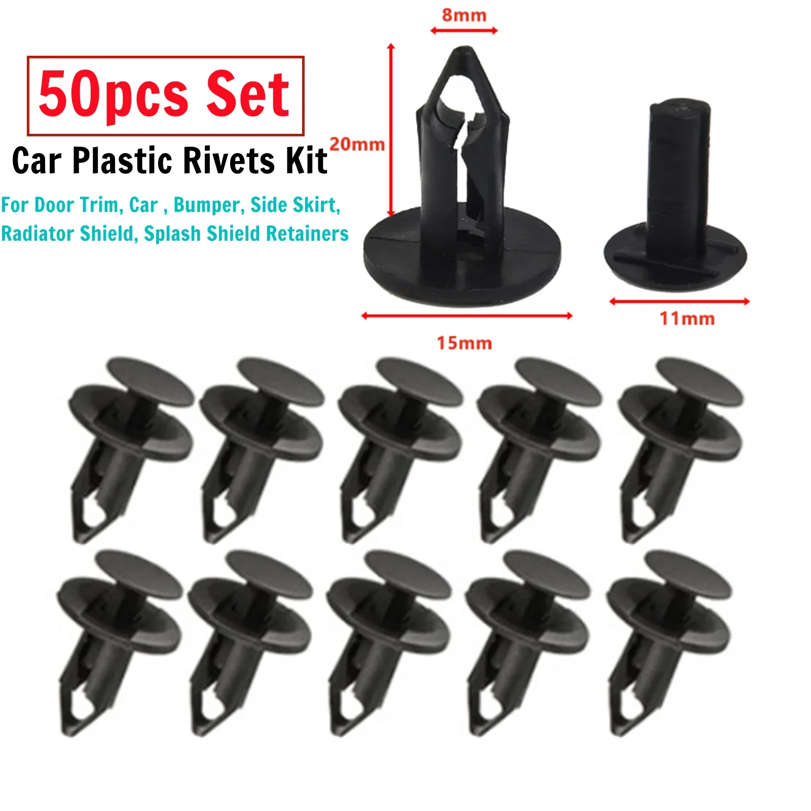 50 X ATV UTV Replacement Plastic Rivets Clips 8 MM 5/16 293150089 for Door Trim, Car , Bumper car accessorie