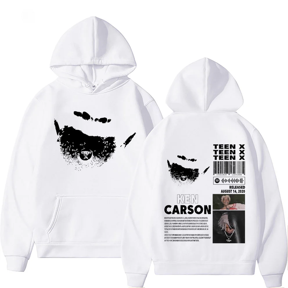 Rapper Ken Carson Teen X Music Album Double Sided Print Hoodie Rap Playboi Carti Opium Sweatshirt Male Hip Hop Oversized Hoodies