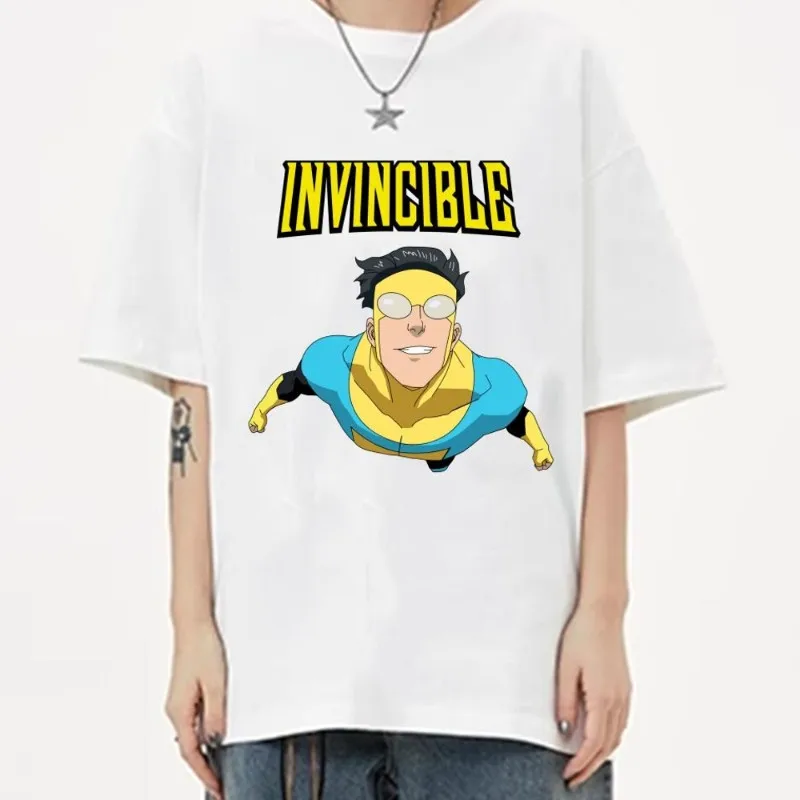 Invincible Season 2 Cartoon T Shirt Women Couple Clothes Short Sleeve Collar Fashion Man Cotton Summer Sporty