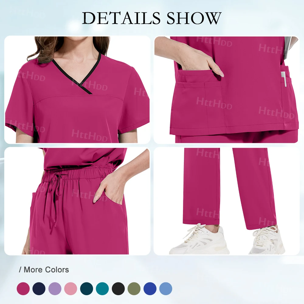 Pet Clinic Medical Nursing Scrub Uniform Women Dental Hospital Nurse Work Uniform Set Breathable Soft Scrubs Medical Accessories