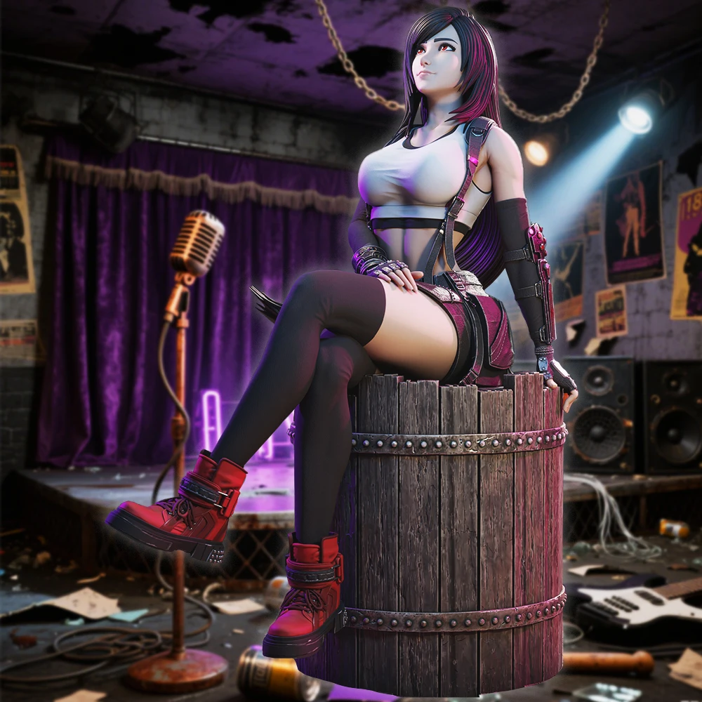 1:18 Scale High-Detail Valiant Female =Anime Figure Tifa- 3D Resin Miniatures | Unpainted Model Kit (A1019)