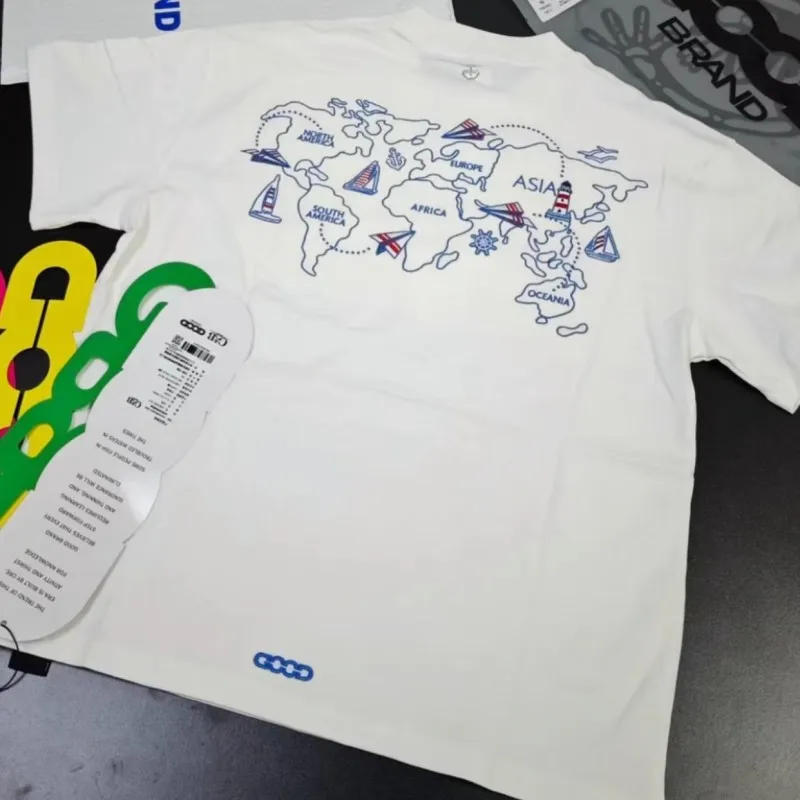 Breathable Cotton White GOODBRAND Tshirts Heavy Industries Embroidered Aircraft Ship Map Logo Letter Short Sleeve Men Women Tops