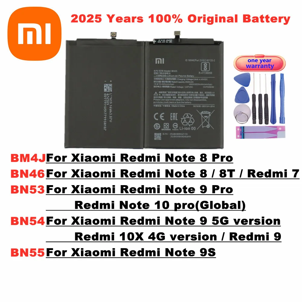 

Оригинальный аккумулятор BM4J BN55 BN53 BN54 BN46 для Xiaomi Redmi Note 9 9Pro 8 Pro 8pro 8T 9S 10 Pro 10Pro 10X 8Pro/Redmi 7 9