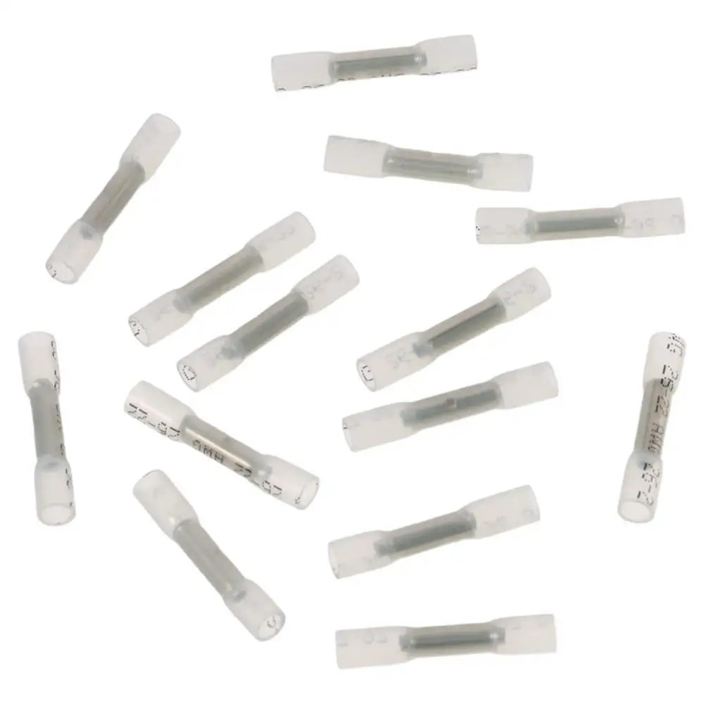 100Pcs Marine Grade 26-24 AWG Heat Shrink Butt Connectors Insulated Clear Crimp Terminals Kit Waterproof Butt Splice Automotive