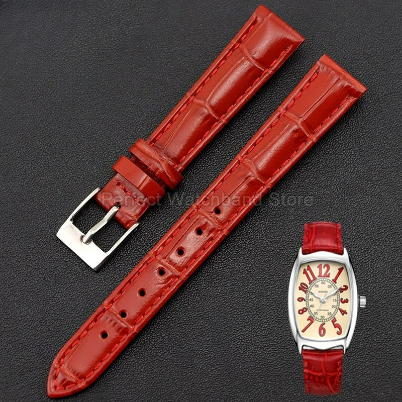 حساسة السيدات حزام الساعات 14 مللي متر عرض جلد العجل الناعم ل كاسيو الطبعة الحمراء LTP-1208 سلسلة مشبك مضاد للحساسية ​ ​   حزام