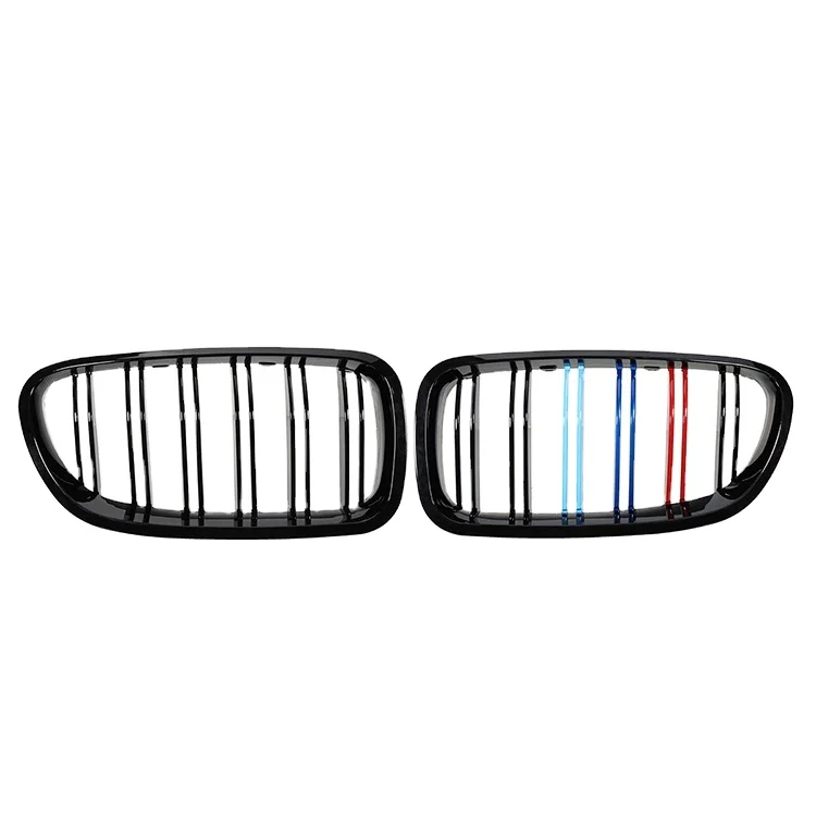 1 Pair Three color Double Slat Line Front Grille Kidney grill for BMW 5 Series F10 F11 F18 2010-2016