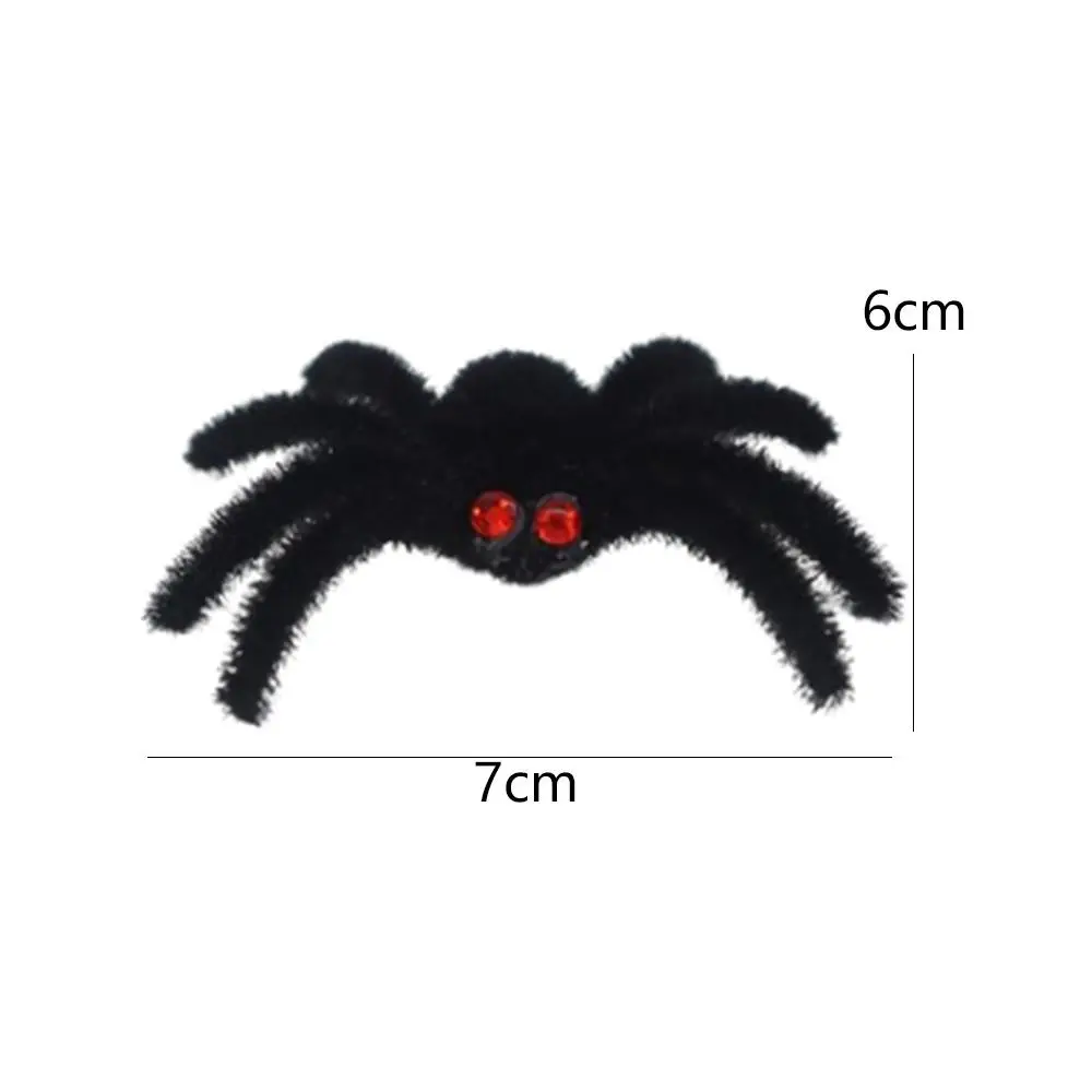 Funny Halloween Plush Spider Pendants Realistic 3D Flocking Black Spider Fake Cartoon Artificial Spider Bar Party Decoration