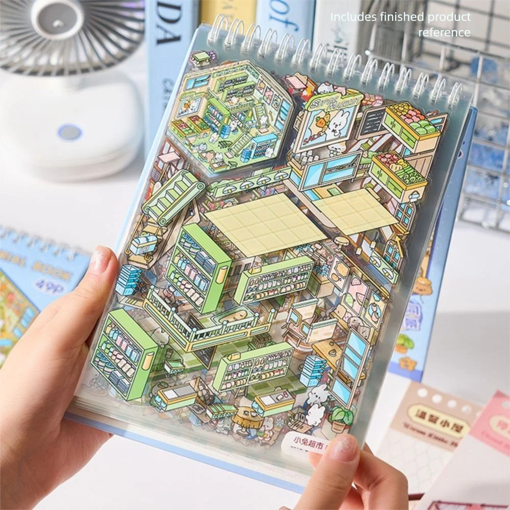 

PET Miniature Landscape Sticker Collection Decompression Visual Stacking 3D Landscape Sticker DIY Game Stickers Children Gift