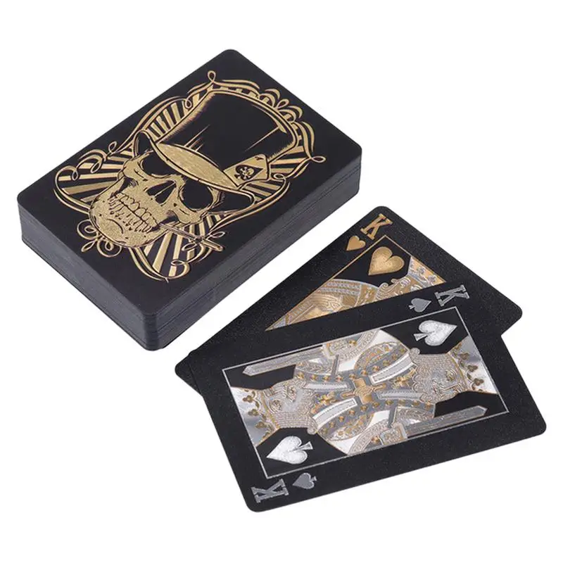 Playing Cards Skull-Embossed PVC Poker Cards Flexible Foil Playing Cards Comes With Storage Box For Texas Holdem