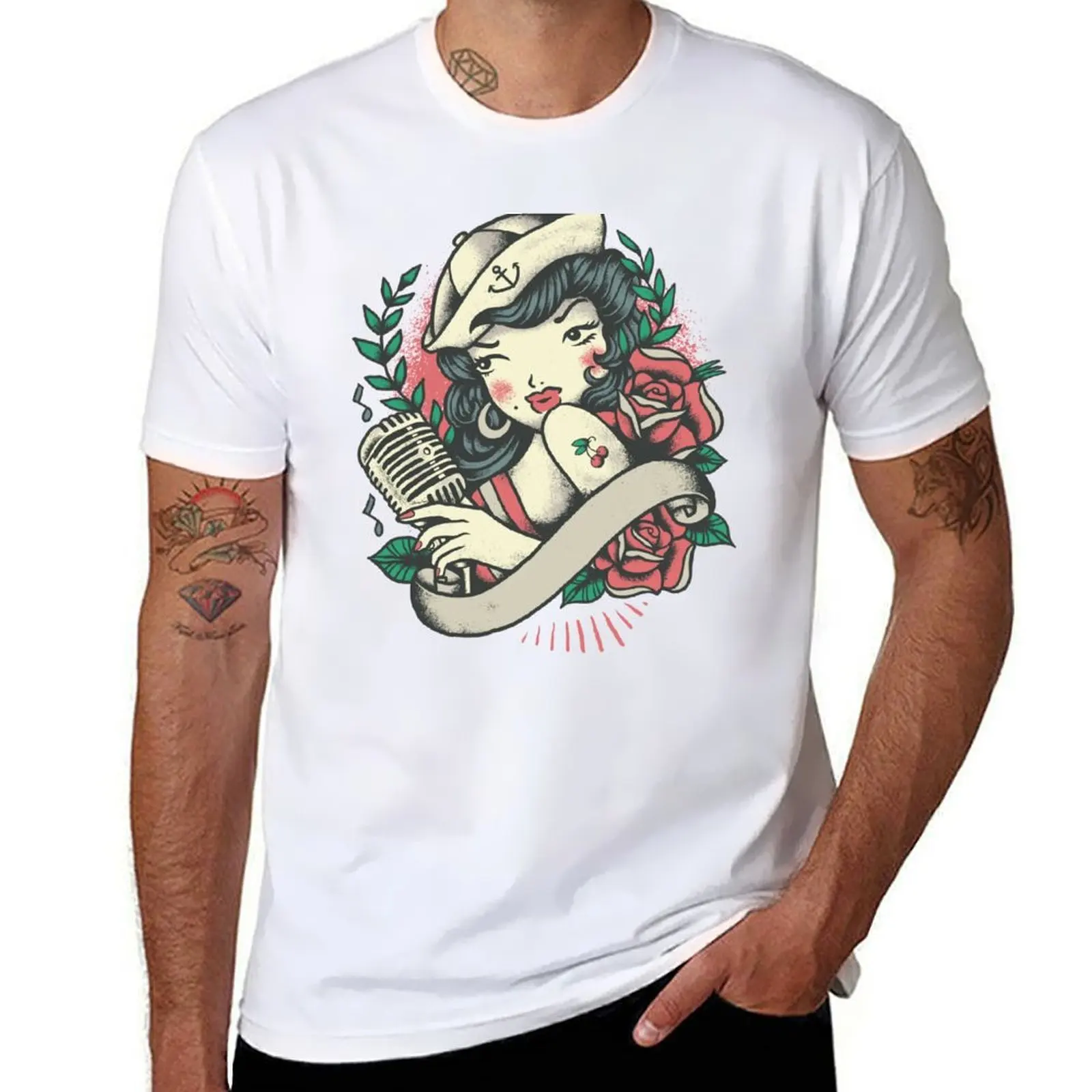 

Girl Pinup Vintage T-Shirt Fitness Training Breathable Tee