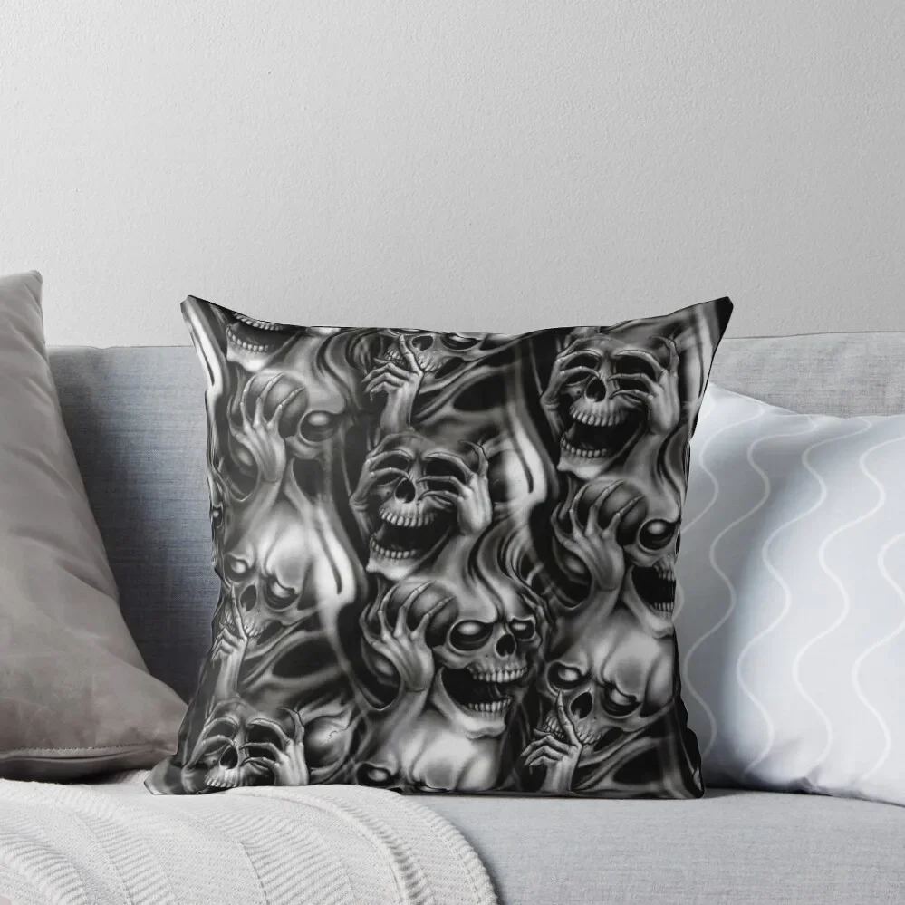 

see no evil hear no evil speak no evil skulls pattern Throw Pillow Sitting Cushion Christmas Pillowcase pillow