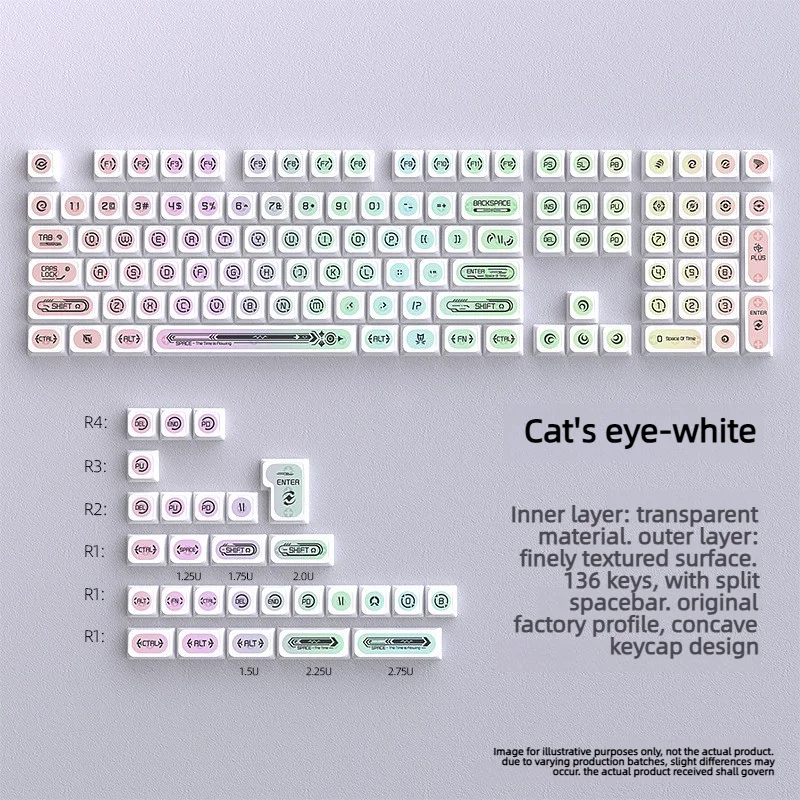 

Cat Eyes White Keycaps Original Profile Full Set PBT Dye-Sublimation Custom for Mechanical Keyboard