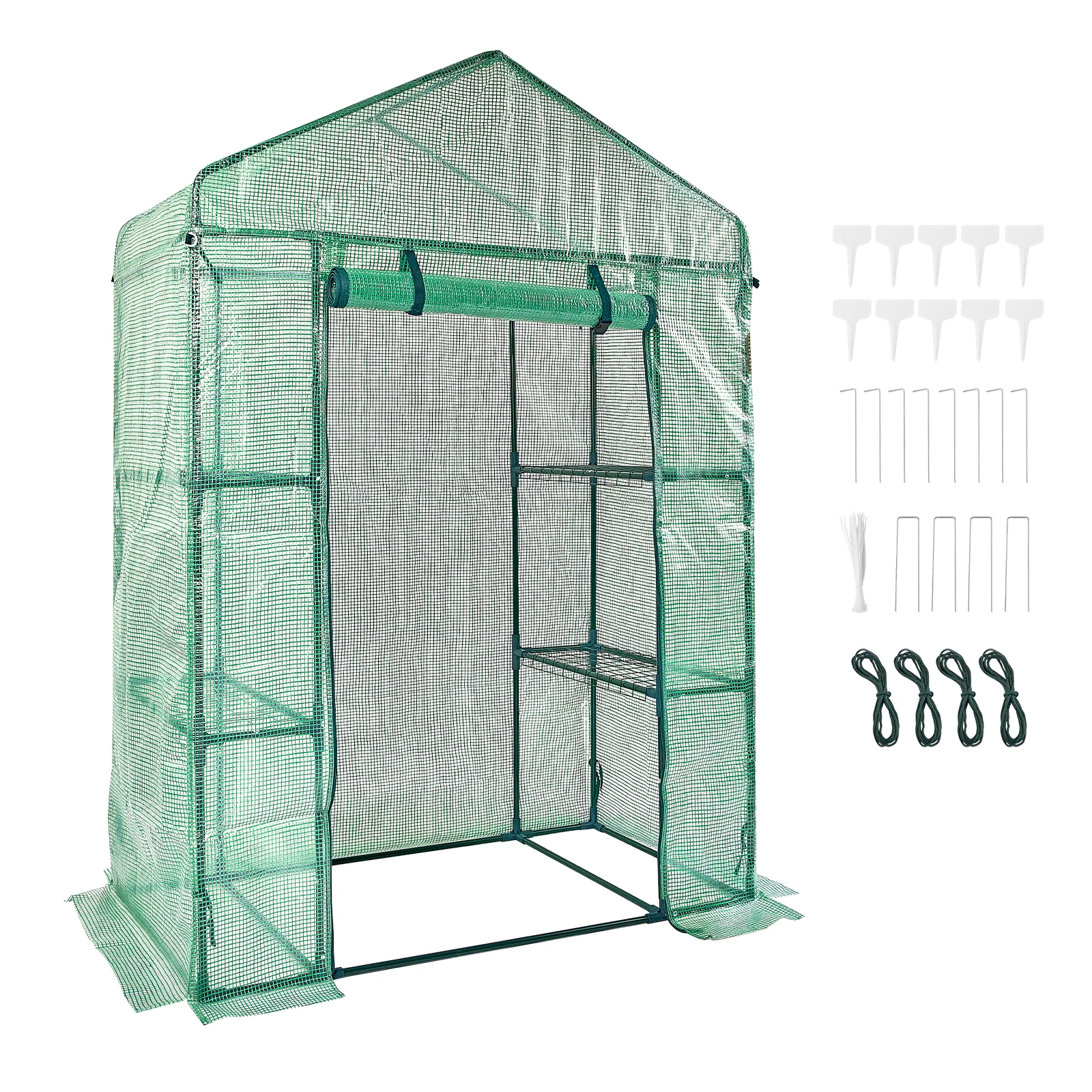 VEVOR Walk-in Green House Greenhouse with Shelves High Strength PE Cover And Steel Frame Set Up Quickly for Planting and Storage