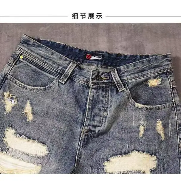 メンズデニムショーツ,サマーファッション,スクラップパッチ,ヒップホップ,洗えるジーンズ,カジュアル,中年