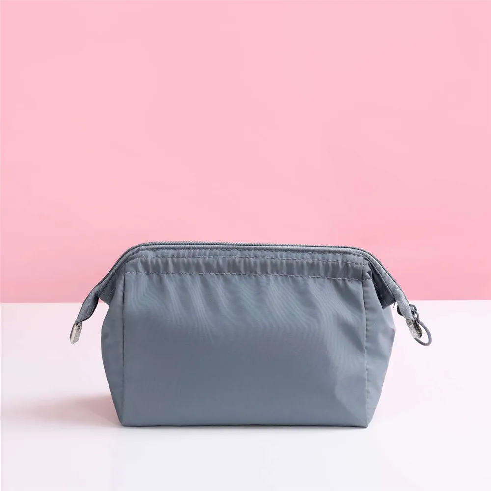 Women Zipper Cosmetic Bag Solid Color Female Makeup Bag Travel Toiletry Beauty Makeup Bag Organizer Multifunctional Storage Bag