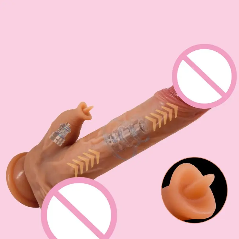 Lick Dildo Vibrator for Women Remote Control Heating Telescopic Dildo Tongue Licking Clitoral Stimulation Vagina Massage Sex Toy