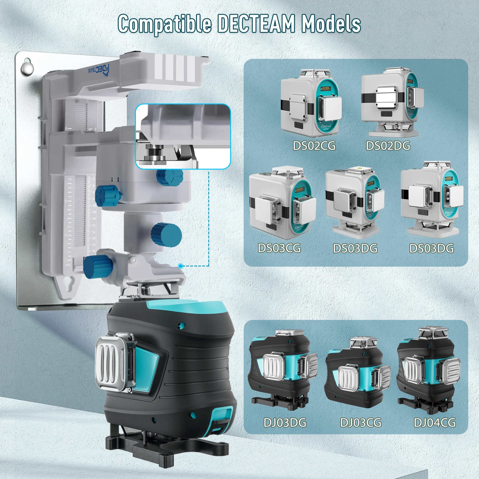 Imagem -05 - Decteam-adaptador de Nível Laser Fine Tuning Bracket Rotação Magnética Multifuncional Base Giratória com Clip Ferramentas Ajustáveis 360 °