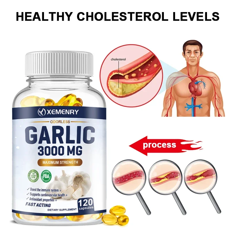 

Garlic Extract Capsules - Promotes Healthy Cholesterol Levels and Supports The Immune System, Antioxidant