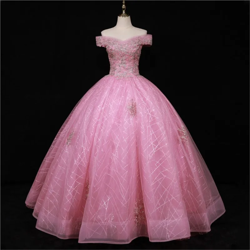 Colorful gauze one-shoulder puffy plus-size dress for art examination performance