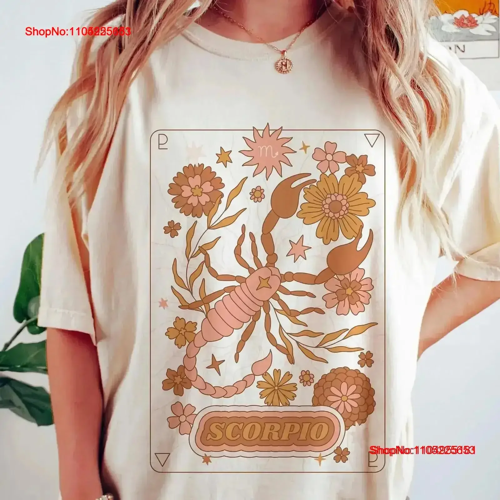 

Peach Scorpio T Shirt Retro for Astrology vintage Washed Slightly Top Everyday Wear Stretched fashion Breathable streetwear