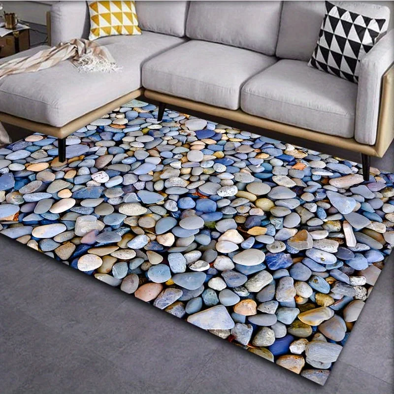 

Pebble Pathway Rug: Natural Stone Look for Zen Interiors | Outdoor-Inspired Flooring Anti slip carpet can be machine washed