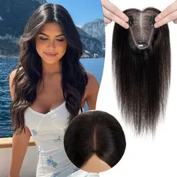 Hair Toppers for Women Real Human Hair Toppers No Bangs Top Hair Extensions Hair Pieces for Thinning Hair Upgrade Lace Base