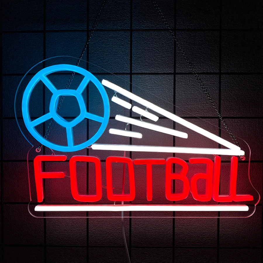 Football Led Neon Sign, The Best Gift For Teenagers And Football Lovers, Used For Bedroom, Game Room, Club Party, Man Cave Decor