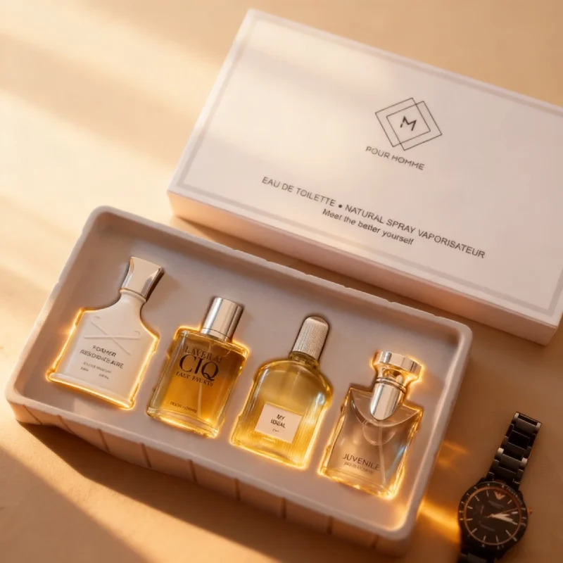 100ML 브랜드 실버 마운틴 워터 남성용 향수, 4개 세트 선물용, 오래 지속되는 향기, 고급스럽고 상쾌한 라이트 브랜드 콜론